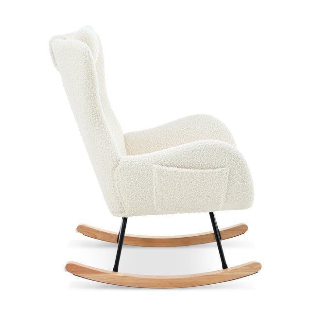 Rocking Chair - with rubber leg and cashmere fabric, suitable for living room and bedroom