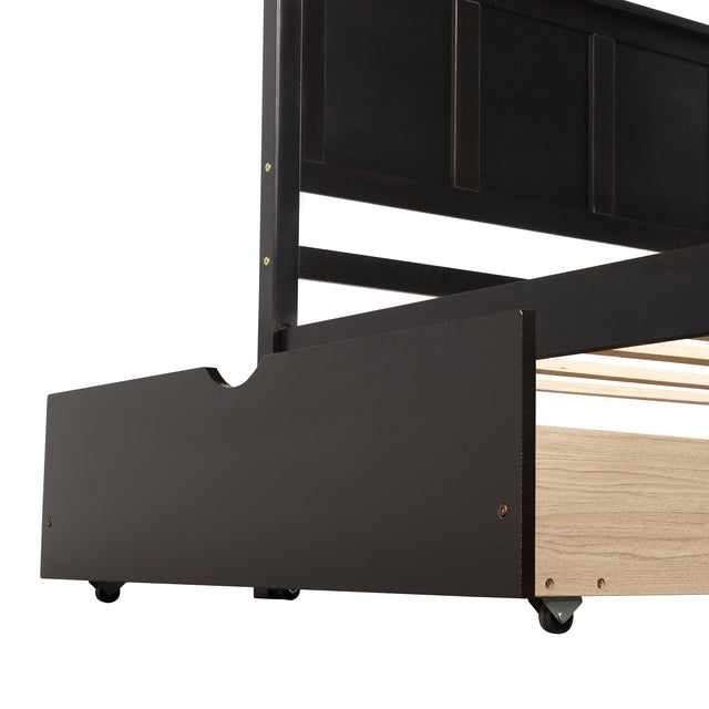 Platform Storage Bed, 2 drawers with wheels, Twin Size Frame, Espresso (New SKU：WF283062AAP)