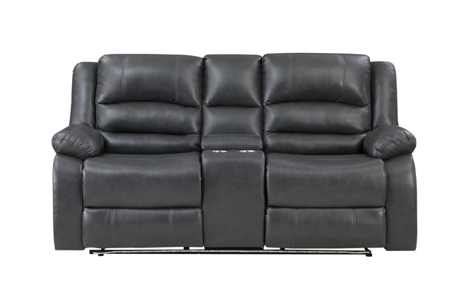 Martin Manual Reclining Loveseat finished with Faux Leather/ Wood in Gray
