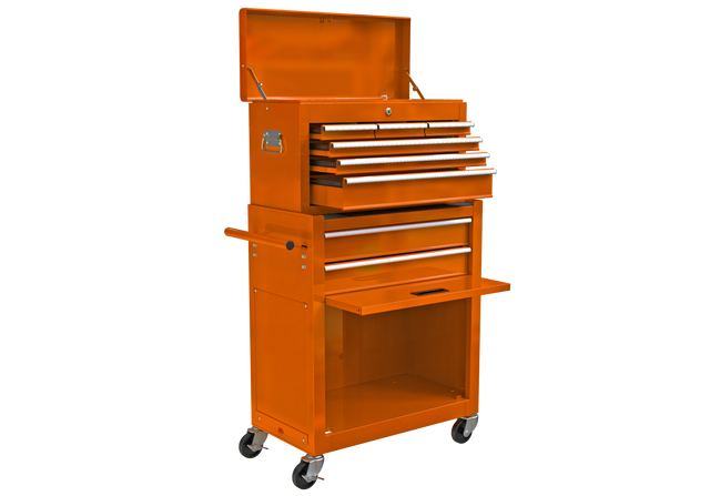 High Capacity Rolling Tool Chest with Wheels and Drawers, 8-Drawer Tool Storage Cabinet--ORANGE