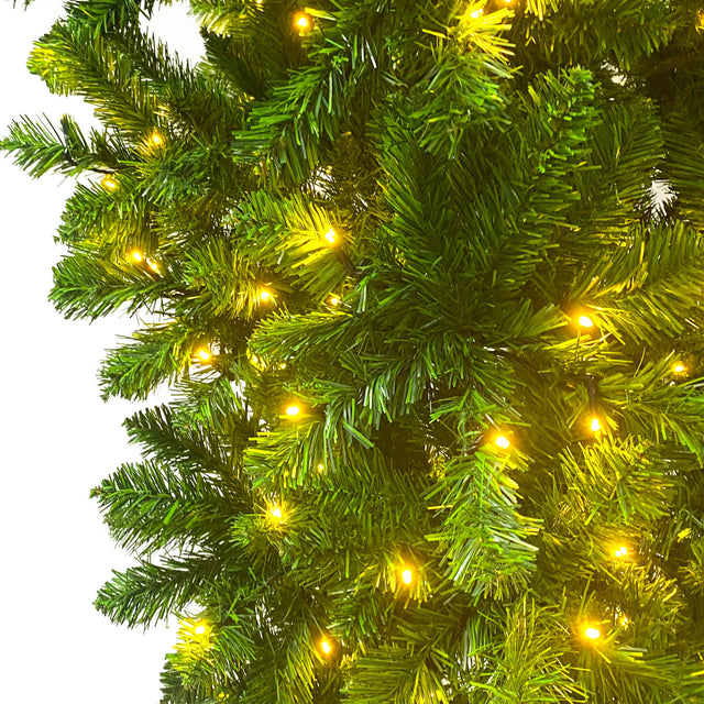 Upside Down Green Christmas Tree, Xmas Tree with LED Warm White Lights, Reinforced Metal Base & Easy Assembly 6ft, w/1,000 Lush Branch Tips, 360 LED Lights X-mas