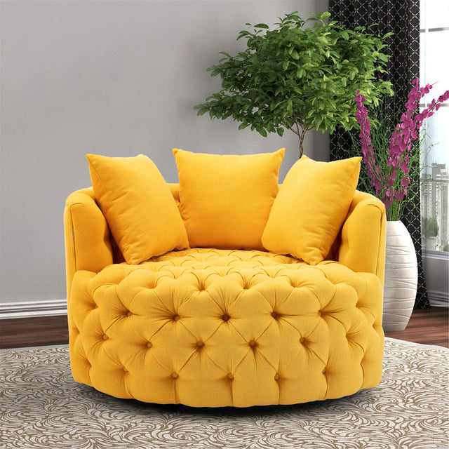 Modern  Akili swivel accent chair  barrel chair  for hotel living room / Modern  leisure chair  Yellow fabric