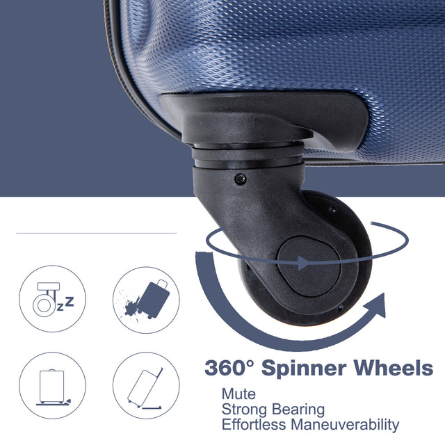 20" Carry on Luggage ABS Lightweight Suitcase, Spinner Wheels, TSA Lock, Blue