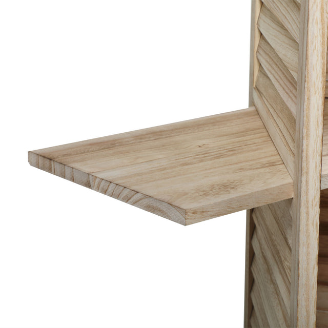 Sycamore wood 4 Panel Screen Folding Louvered Room Divider with shelving board- light burn
