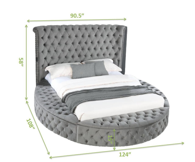 Hazel King 4 Pc Vanity Bedroom Set Made With Wood In Gray Color