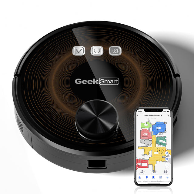 Geek Smart L8 Robot Vacuum Cleaner and Mop, LDS Navigation, Wi-Fi Connected APP, Selective Room Cleaning,MAX 2700 PA Suction, Ideal for Pets and Larger Home(Banned from selling on Amazon)