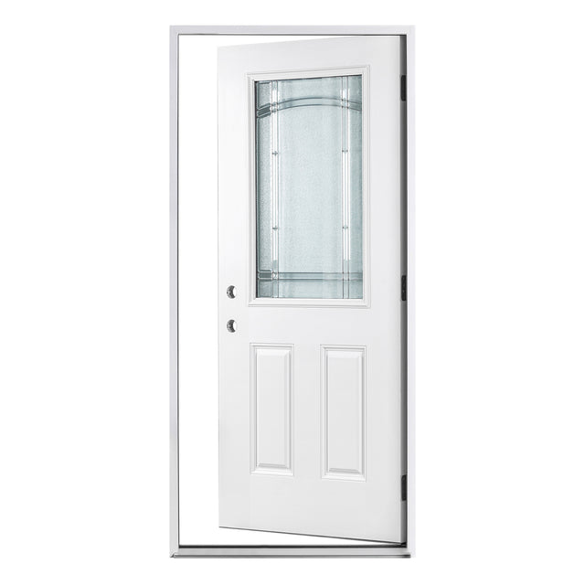37.5inx81.5in Right Hand Inswing Decorative Glass- Zinc Caming  Fiber Glass Prehung Entry Door .