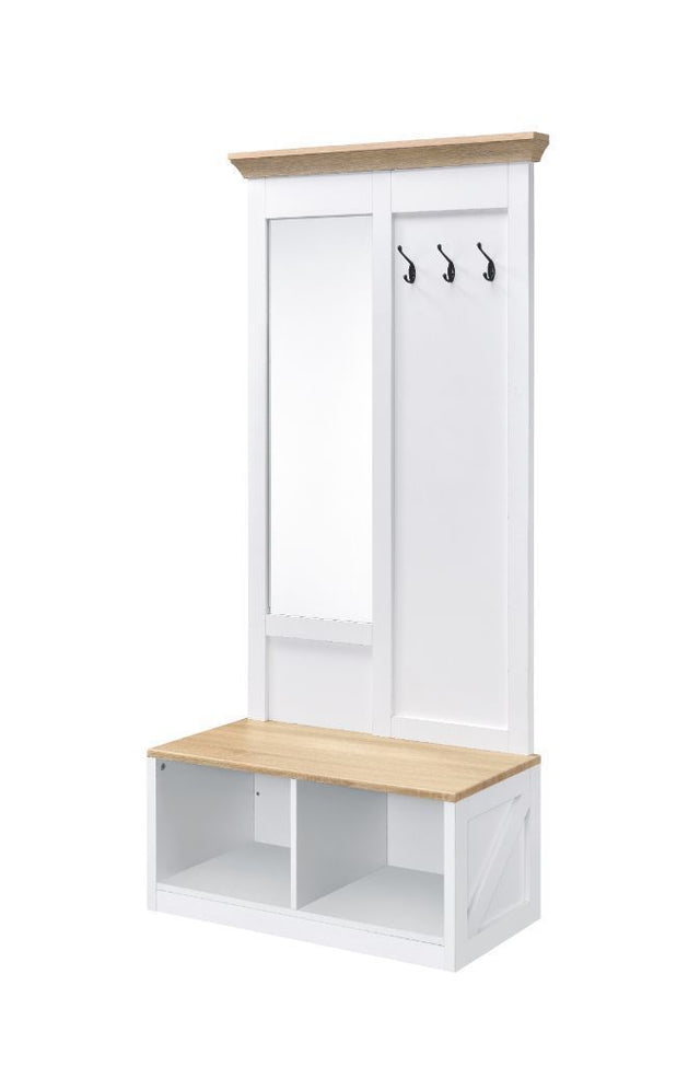 ACME Melati Hall Tree, Light Oak & White Finish 97830