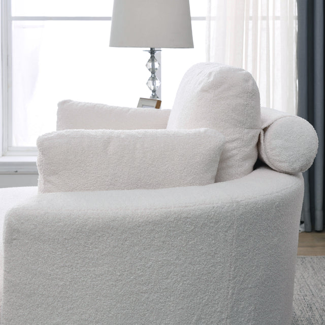 [Video] Welike Swivel Accent Barrel Modern Sofa Lounge Club Big Round Chair with Storage Ottoman Linen Fabric for Living Room Hotel with Pillows