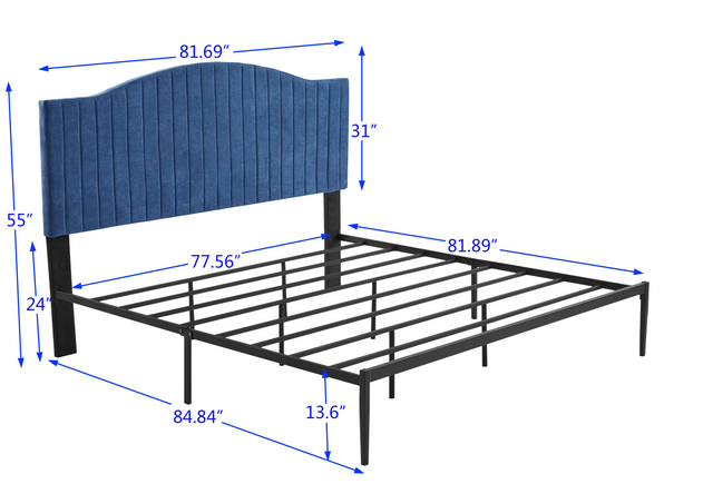 B111 King bed Beautiful line stripe cushion headboard  Strong iron frame with high temperature paint