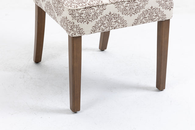 Cover Removable Interchangeable and Washable Coffee Medallion Fabric Upholstered Parsons Chair with Solid Wood Legs 2 PCS