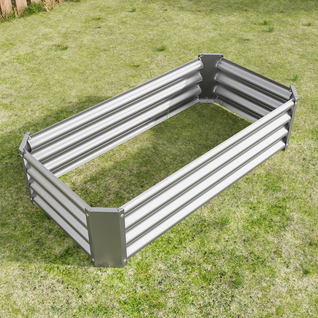 Metal Raised Garden Bed, Rectangle Raised Planter 4×2×1ft  for Flowers Plants, Vegetables Herb Veezyo Silver