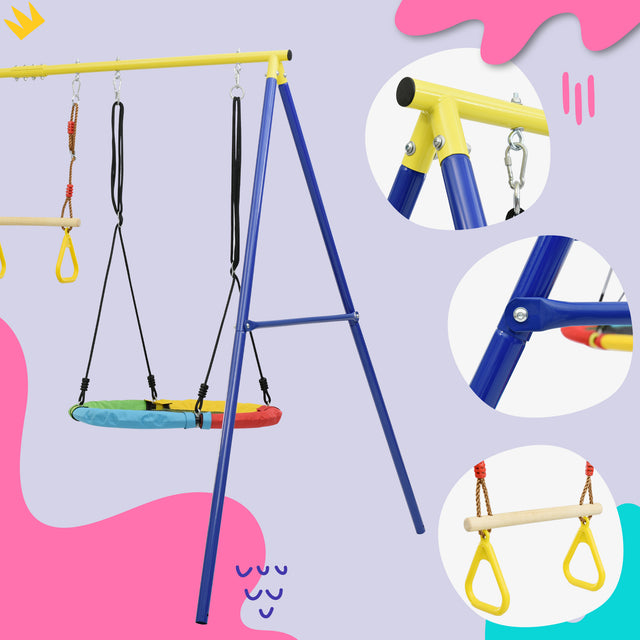 Outdoor Toddler Saucer Swing Set for Backyard, Playground Tree Swing Sets with Steel Frames,  with Disc Tree Swing Playset