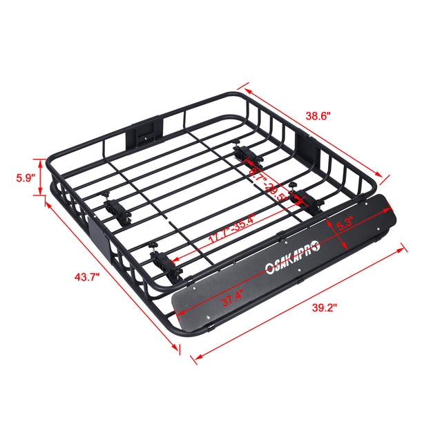 Rooftop Cargo Carrier Basket，Motoring Roof Rack,Top Mount Roof Rack 43"，black steel