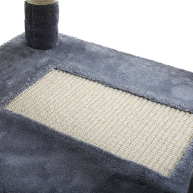 Multi-Level Cat Condo with pentagonal cat litter for Kittens Tall Cat Climbing Stand with Plush Toys - light gray