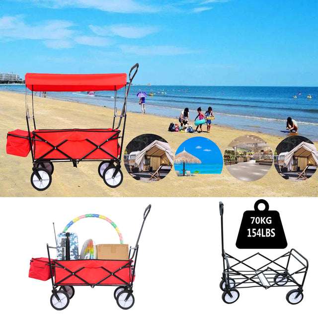 Garden Shopping Beach Cart folding wagon（red）