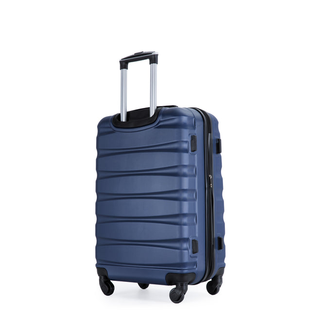 Expandable 3 Piece Luggage Sets ABS Lightweight Suitcase with Two Hooks, Spinner Wheels, TSA Lock, (20/24/28) Blue