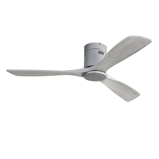 Low Profile Ceiling Fan DC 3 Carved Wood Fan Blade Noiseless Reversible Motor Remote Control Without Light