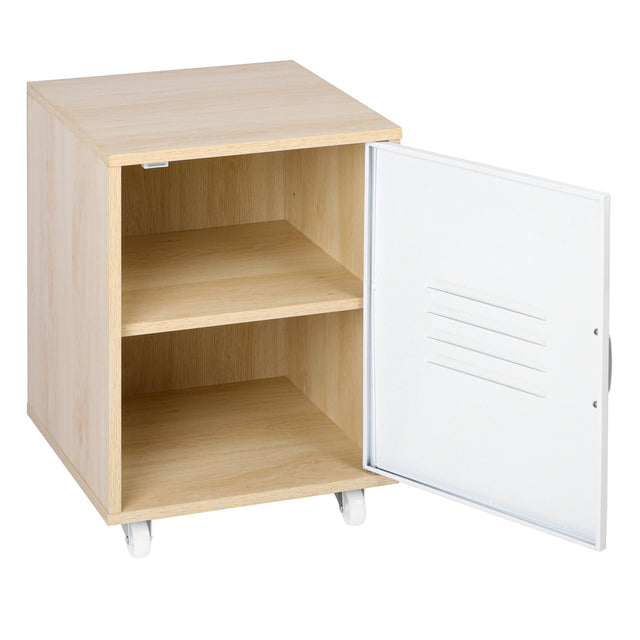 Moline wheel cabinet, 1-Door Stand, Industrial Bedside Table