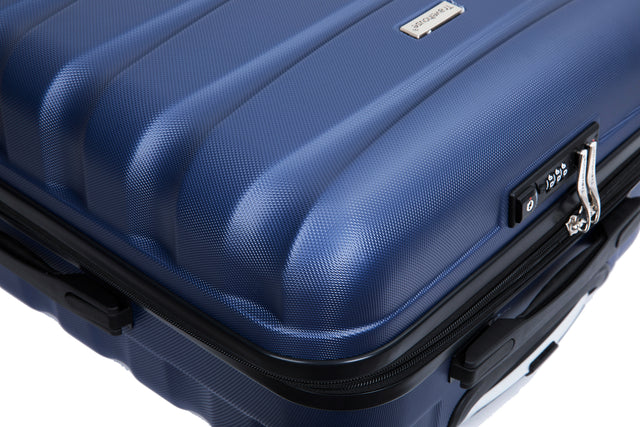 Expandable 3 Piece Luggage Sets ABS Lightweight Suitcase with Two Hooks, Spinner Wheels, TSA Lock, (20/24/28) Blue