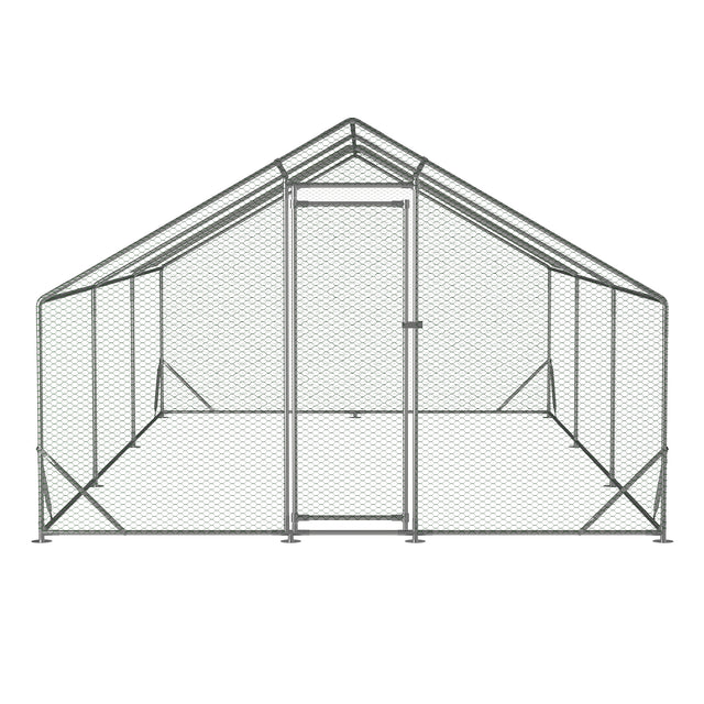 Large Metal Chicken Coop, Walk-in Chicken Run,Galvanized Wire Poultry Chicken Hen Pen Cage, Rabbits Duck Cages with Waterproof and Anti-Ultraviolet Cover for Outside(10' L x 20' W x 6.56' H)