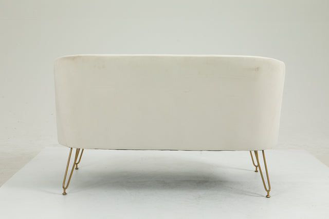 Twin Size Love seat Accent Sofa with Golden Metal Legs, Living Room Sofa with Tufted Backrest, 600 Pounds Weight Capacity