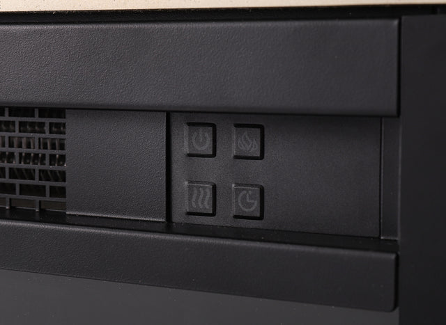 W 23.2"X D 13.4“ X H 24.4” Mirrored mantelpiece with champagne color bezel   Built in 1500 function heating