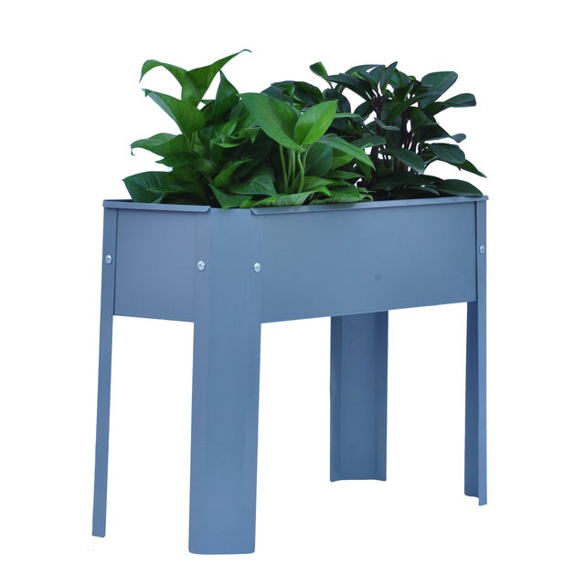 Elevated garden bed, metal elevated outdoor flowerpot box, suitable for backyard and terrace, large flowerpot, suitable for vegetable and flower(Grey*2）