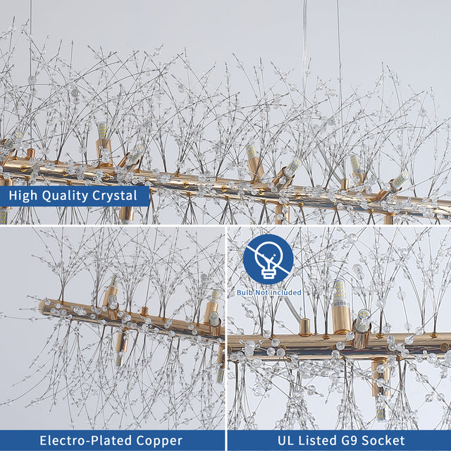 Modern American multi-particle crystal chandelier -12 bulbs -G9 lamp holder