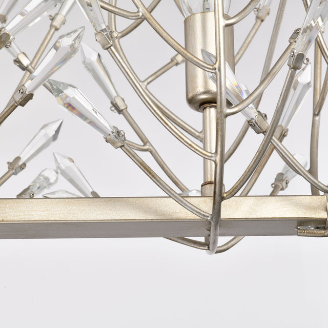 Transitional Crystal Chandelier Ceiling Light 5 lights  ，silver Pendant light Fixture for dining room, kitchen island, office, hotel, living room，Dimmable，UL listed，36W * 13L *46H