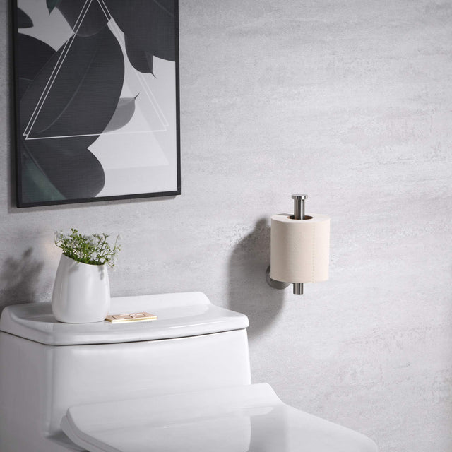 Toilet Paper Holder Brushed Nickel SUS304 Stainless Steel Rustproof Wall Mounted Toilet Roll Holder, Modern Tissue Roll Dispenser Round for Bathroom Kitchen Washroom