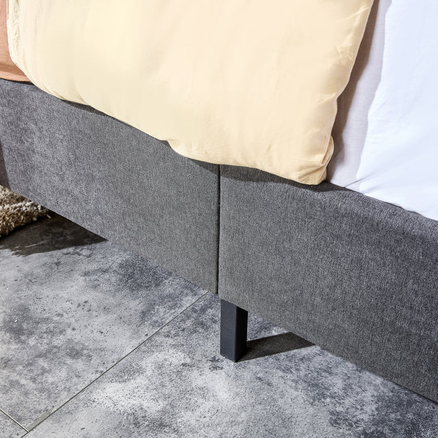 King Size Velvet Upholstered Tufted Platform Bed Frame with headboard, Strong Wooden Slats, No Box Spring Needed, Mattress Foundation, Easy Assembly, Dark Gray