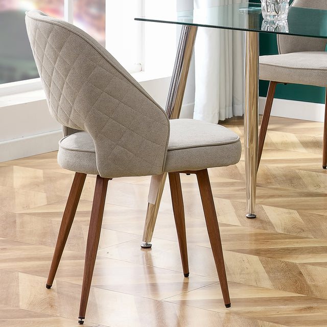 Modern Dining Chairs,Linen Accent Chair, Living Room Leisure Chairs, Upholstered Side Chair with Metal Legs for Dining Room Kitchen Vanity Patio Club Guest (Set of 1)  Grey Office Chair