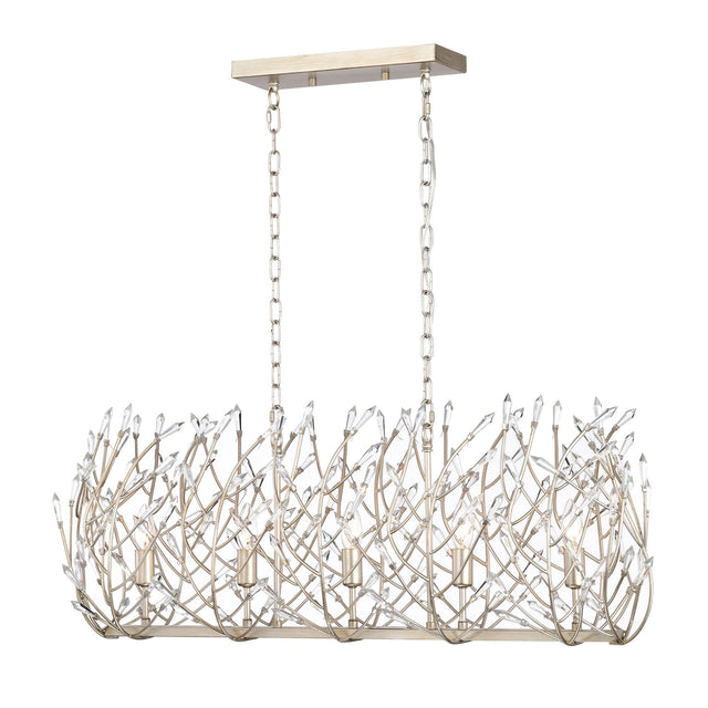 Transitional Crystal Chandelier Ceiling Light 5 lights  ，silver Pendant light Fixture for dining room, kitchen island, office, hotel, living room，Dimmable，UL listed，36W * 13L *46H