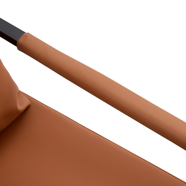 PU Leather Accent Arm Chair Mid Century Modern Upholstered Armchair with Metal Frame Extra-Thick Padded Backrest and Seat Cushion Sofa Chairs for Living Room ( Brown PU Leather + Metal Frame + Foam)