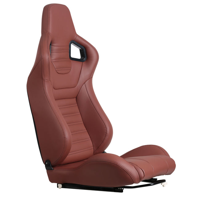 2-Piece Ergonomic Racing Seats with Adjustable Double Slides,PVC Racing Simulator Game seats,Brick Red
