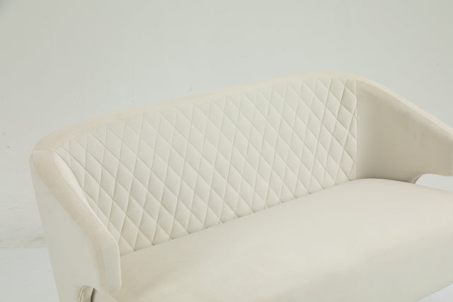 Twin Size Love seat Accent Sofa with Golden Metal Legs, Living Room Sofa with Tufted Backrest, 600 Pounds Weight Capacity