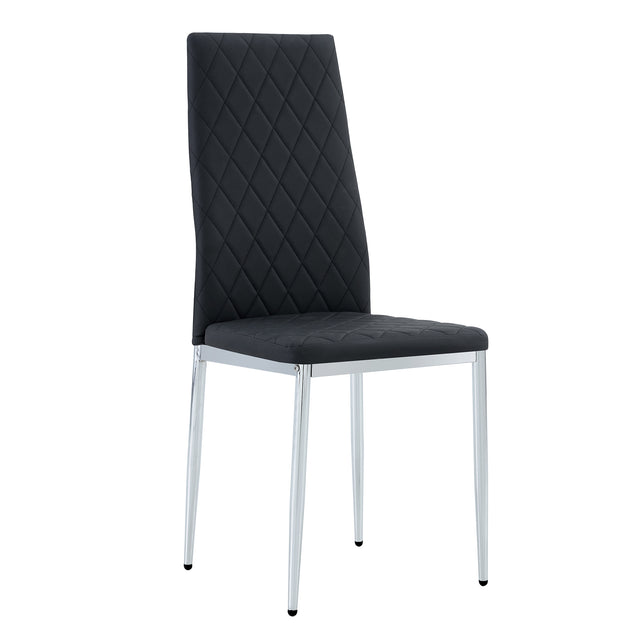 Glass dining table, dining chair set, 4 black dining chairs and 1 dining table Table size 47 "W x 29" D x 30 "H