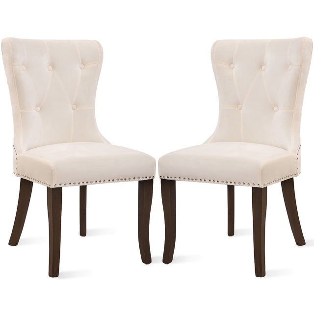 TOPMAX Dining Chair Tufted Armless Chair Upholstered Accent Chair, Set of 6 (Cream)
