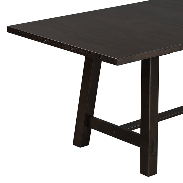 TREXM Retro Style Rectangular Dining Table Wood Extendable Dining Table with 18" Leaf, Seats up to 8 (Espresso)