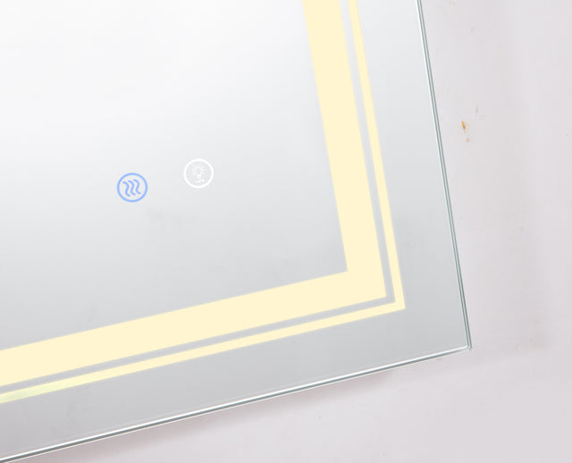 32*24 LED Lighted Bathroom Wall Mounted Mirror with High Lumen+Anti-Fog Separately Control+Dimmer Function