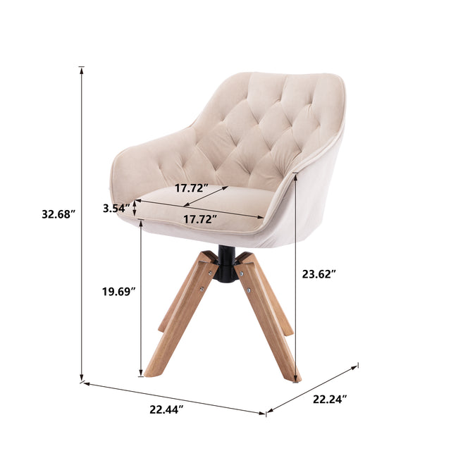 COOLMORE Solid Wood Tufted Upholstered Armless home office  chair