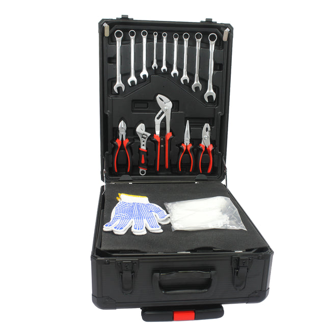 Black Hand Tool Box with 4 layers of Toolset and wheels