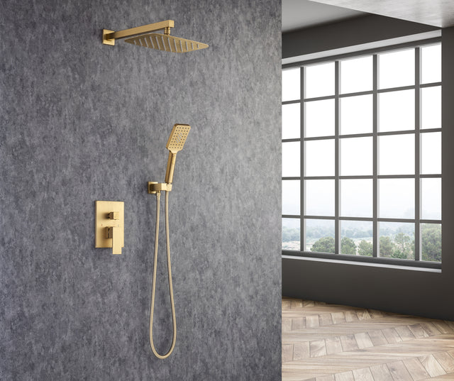 Shower Faucet Set Shower System with 12 Inch Rain Shower Head and Handheld, Bathroom Shower Combo Set Wall Mounted System Rough-in Valve Body and Trim Included.