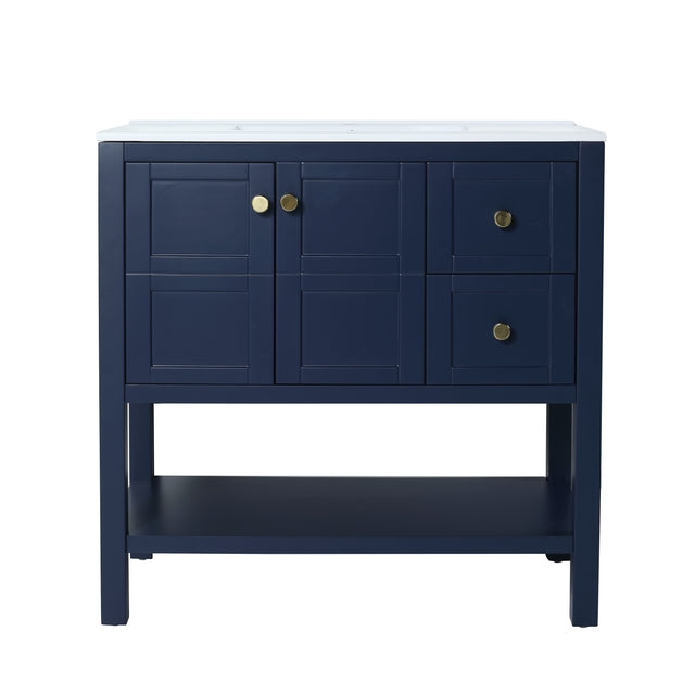 Bathroom Vanity With Soft Close Drawers and Gel Basin,36x18(BVB01236NB)