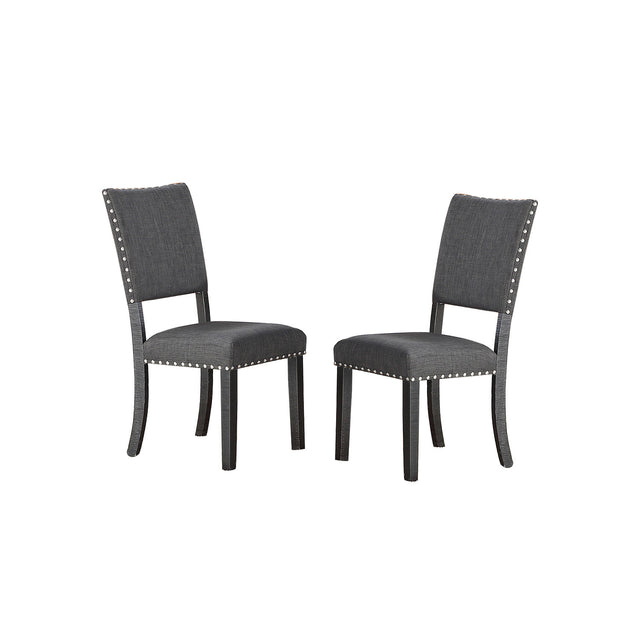 Set of 2 Upholstered Fabric Dining Chairs, Black