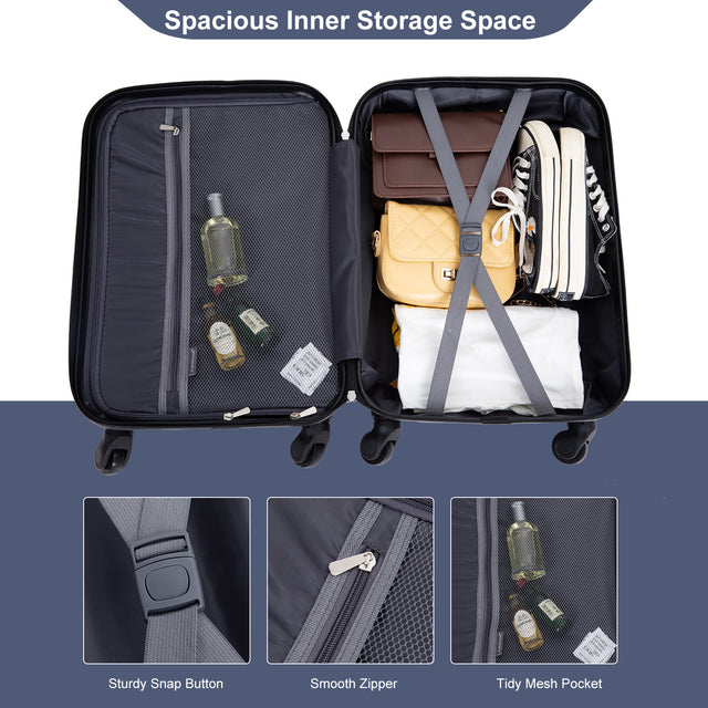 20" Carry on Luggage ABS Lightweight Suitcase, Spinner Wheels, TSA Lock, Blue