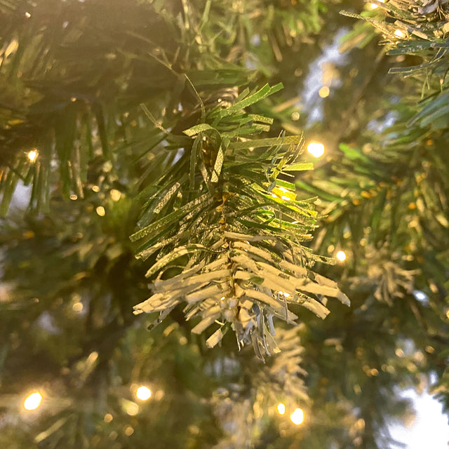 Upside Down Green Christmas Tree, Xmas Tree with LED Warm White Lights, Green leaves with part spraying White, Reinforced Metal Base & Easy Assembly 7.4ft X-mas