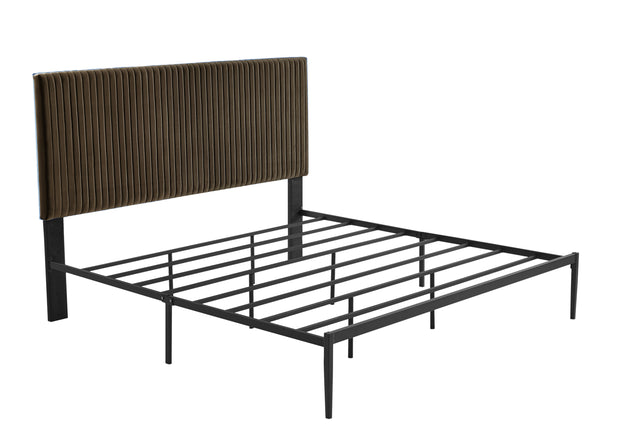 B110 King bed Beautiful line stripe cushion headboard  Strong iron frame with high temperature paint