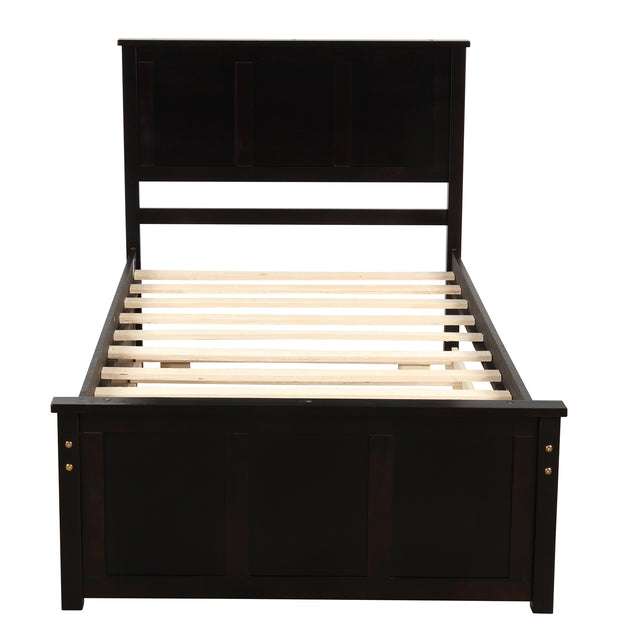 Platform Storage Bed, 2 drawers with wheels, Twin Size Frame, Espresso (New SKU：WF283062AAP)